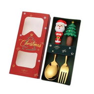 Detailed information about the product Christmas Tableware Set Stainless Metal Glitz Doll Coffee Dessert Spoon Fruit Fork Christmas Gifts Decor Santa Claus Decoration Spoon