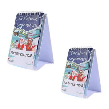 Christmas Tear Off Countdown Desk Calendar,100 Day Christmas Countdown Calendar,Desktop Advent Calendars,100 Days Interactive Wall Art Home Decor,2Pack