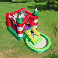 Detailed information about the product Christmas-themed Inflatable Bounce House With Slide And Trampoline (with Blower).