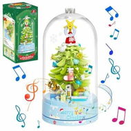 Detailed information about the product Christmas Tree Building Blocks Music Box Set with Dust-Proof Dome,Xmas Holiday Construction Toy Gift,Home Decor (Snow Christmas Tree)