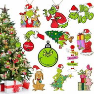 Detailed information about the product Christmas Tree Decorations, 24Pcs Wood Grinchs Christmas Tree Hanging Ornament Holiday Xmas Ornaments Grinchs Christmas Decorations Decor Home Indoors