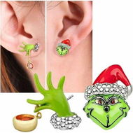 Detailed information about the product Christmas Women's Earrings Green Monster Shape New Year Best Gift Decoration