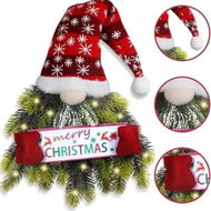 Detailed information about the product Christmas Wreath for Front Door, Lighted Gnome Christmas Door Wreath, Santa Xmas Hanging Sign for Door Window Wall Decorations