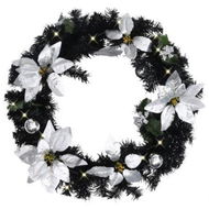 Detailed information about the product Christmas Wreath with LED Lights Black 60 cm PVC