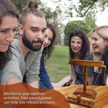 Classic Wooden Ring Toss Game: Fun and Skillful Activity