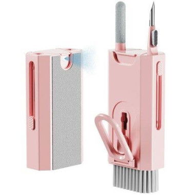 Cleaner Kit For AirPods Keyboard Cleaner For Laptop MacBook Screen Cleaner With Spray And Microfiber Cloth Multifunctional Cleaning Kit For Keyboard Earphones Smartphone Tablet (Pink)