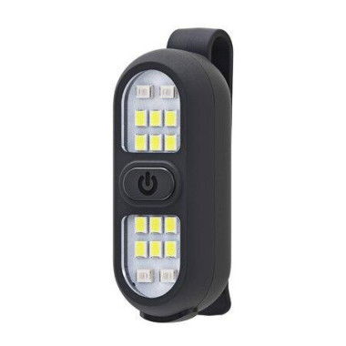 Clip On Flashlight Running Light Rechargeable LED Work Light Warning Flashing For Camping Hiking Walking Dog-Black