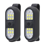 Detailed information about the product Clip-on Flashlight Running Light Rechargeable LED Work Light Warning Flashing For Camping Hiking Walking Dog (2 Pack - Black).