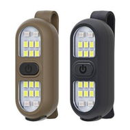 Detailed information about the product Clip-on Flashlight Running Light Rechargeable LED Work Light Warning Flashing For Camping Hiking (2 Pack - Black + Khaki).