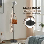 Detailed information about the product Clothes Rack Coat Stand Hook Hanger Closet Organizer Hall Storage Metal Entryway Freestanding Shelf Hat Holder Black