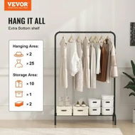 Detailed information about the product Clothes Rack Heavy Duty Clothing Garment Rack with Hanging Rod and Bottom Storage Area Clothing Rack for Bedroom Guest Room