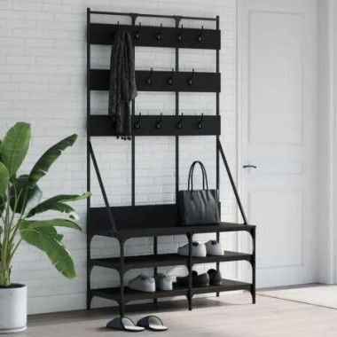 Clothes Rack with Shoe Storage Black 100x40x184 cm