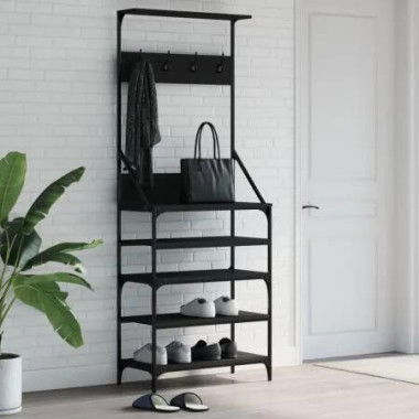 Clothes Rack with Shoe Storage Black 70x34x184 cm