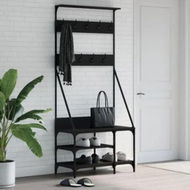 Detailed information about the product Clothes Rack with Shoe Storage Black 80x40x184 cm