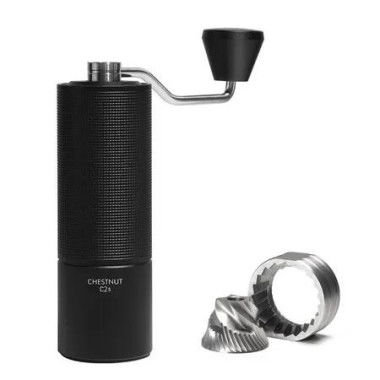 Coffee Grinder,Chestnut C2S Manual Coffee Grinder Stainless Steel S2C Conical Burr Coffee Grinder,Capacity 25g Hand Coffee Bean Grinder,Double Bearing Positioning,Black