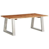 Detailed information about the product Coffee Table 100x60x40 Cm Solid Acacia Wood And Stainless Steel