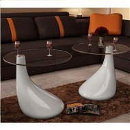Detailed information about the product Coffee Table 2 Pcs With Round Glass Top High Gloss White