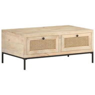 Detailed information about the product Coffee Table 90x50x37 Cm Solid Mango Wood And Natural Cane