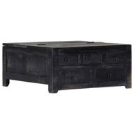 Detailed information about the product Coffee Table Black 65x65x30 cm Solid Mango Wood