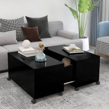 Coffee Table Black 75x75x38 Cm Engineered Wood