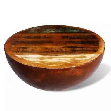 Coffee Table Bowl-shaped with Steel Base Solid Reclaimed Wood