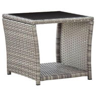 Detailed information about the product Coffee Table Grey 45x45x40 Cm Poly Rattan And Glass