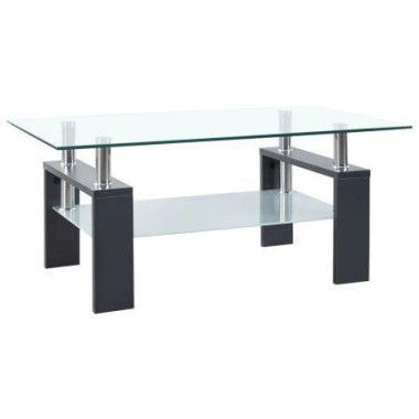 Coffee Table Grey And Transparent 95x55x40 Cm Tempered Glass