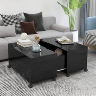 Detailed information about the product Coffee Table High Gloss Black 75x75x38 Cm Engineered Wood