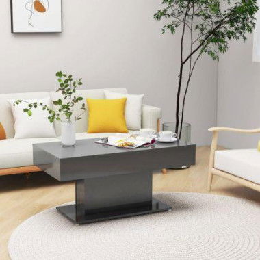 Coffee Table High Gloss Grey 96x50x45 Cm Engineered Wood