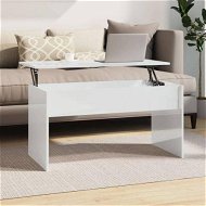 Detailed information about the product Coffee Table High Gloss White 102x50.5x52.5 Cm Engineered Wood.