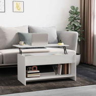 Detailed information about the product Coffee Table High Gloss White 102x50x52.5 Cm Engineered Wood.