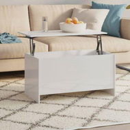 Detailed information about the product Coffee Table High Gloss White 102x55.5x52.5 Cm Engineered Wood.