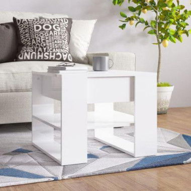 Coffee Table High Gloss White 55.5x55x45 Cm Engineered Wood.