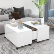 Detailed information about the product Coffee Table High Gloss White 75x75x38 Cm Engineered Wood