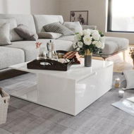 Detailed information about the product Coffee Table High Gloss White 80x80x31 Cm Engineered Wood