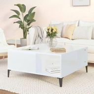 Detailed information about the product Coffee Table High Gloss White 80x80x36.5 Cm Engineered Wood.