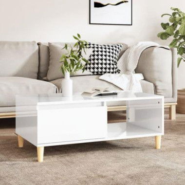 Coffee Table High Gloss White 90x50x36.5 Cm Engineered Wood.