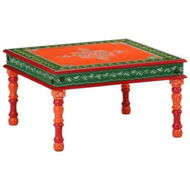 Detailed information about the product Coffee Table Orange Hand Painted Solid Wood Mango