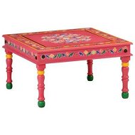 Detailed information about the product Coffee Table Pink Hand Painted Solid Wood Mango