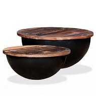 Detailed information about the product Coffee Table Set 2 Pieces Solid Reclaimed Wood Black Bowl Shape