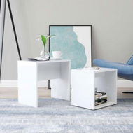 Detailed information about the product Coffee Table Set High Gloss White 48x30x45 Cm Chipboard