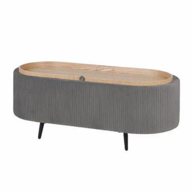 Coffee Table Storage Ottoman - Velvet IRENE - GREY