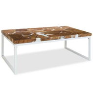 Detailed information about the product Coffee Table Teak Resin 110x60x40 Cm White And Brown