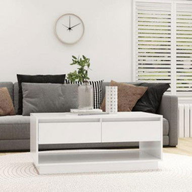 Coffee Table White 102.5x55x44 Cm Engineered Wood.