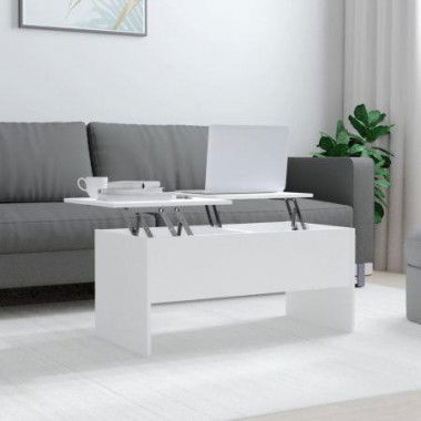 Coffee Table White 102x50.5x46.5 Cm Engineered Wood.