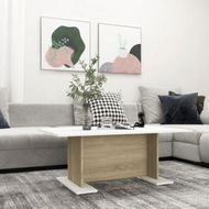 Detailed information about the product Coffee Table White And Sonoma Oak 103.5x60x40 Cm Engineered Wood.