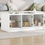 Detailed information about the product Coffee Table with Glass Doors White 102x50x42 cm