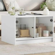 Detailed information about the product Coffee Table with Glass Doors White 68x50x42 cm