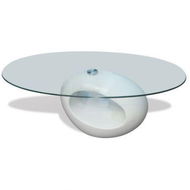 Detailed information about the product Coffee Table With Oval Glass Top High Gloss White