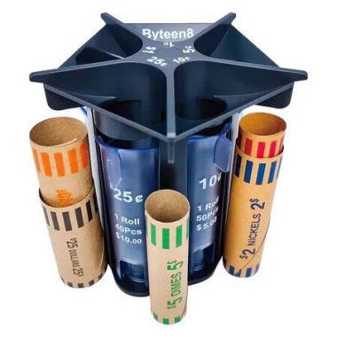 Coin Counter Coin Sorter Tube, Creative 5 in 1 Change Sorter Coin Organizer, Change Counter Machine Coin Roller, Coin Bank Holder Coin Wrappers